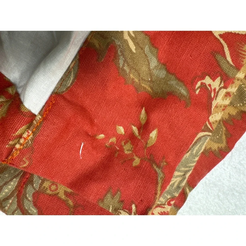 Pottery Barn Curtains 50x84 Madeline Red Floral Cotton Linen Lined Panels